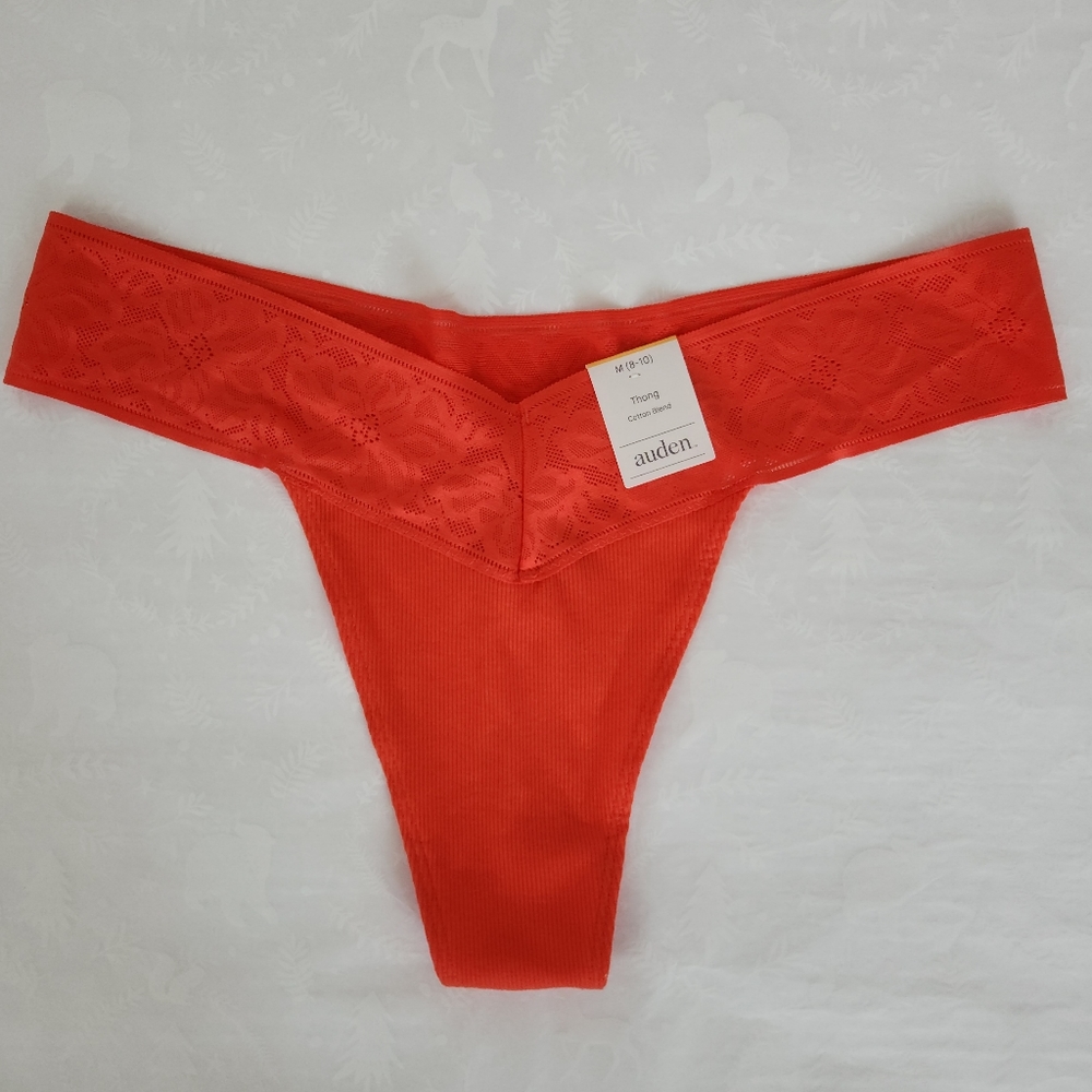 💕🔥NWT Auden thong panties seamless orange Medium cotton lace